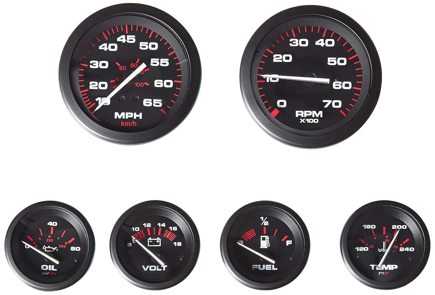 Sierra 68363P Amega Domed 6-Gauge Inboard/Sterndrive Instrument Set