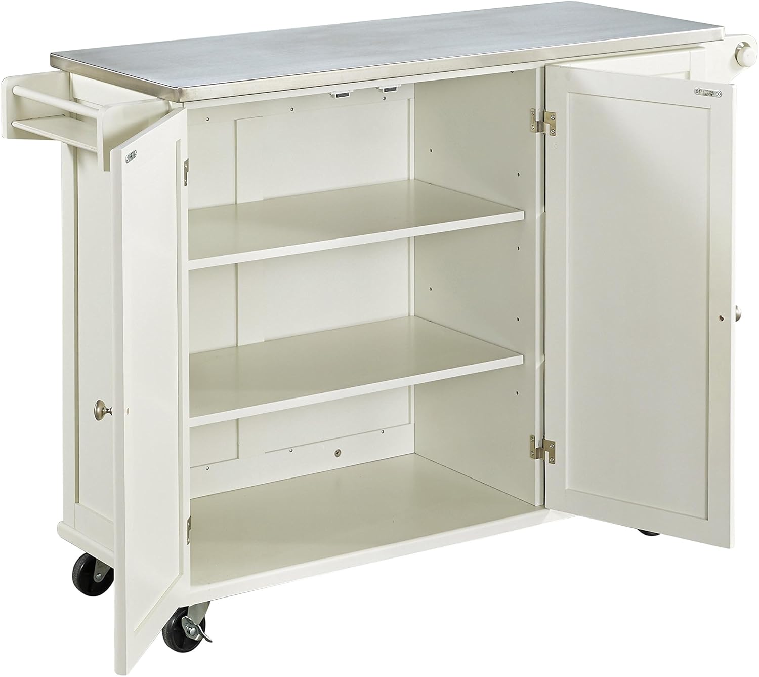 Liberty Off-White Kitchen Cart with Stainless Steel Top by Home Styles - Kitchen Islands & Carts