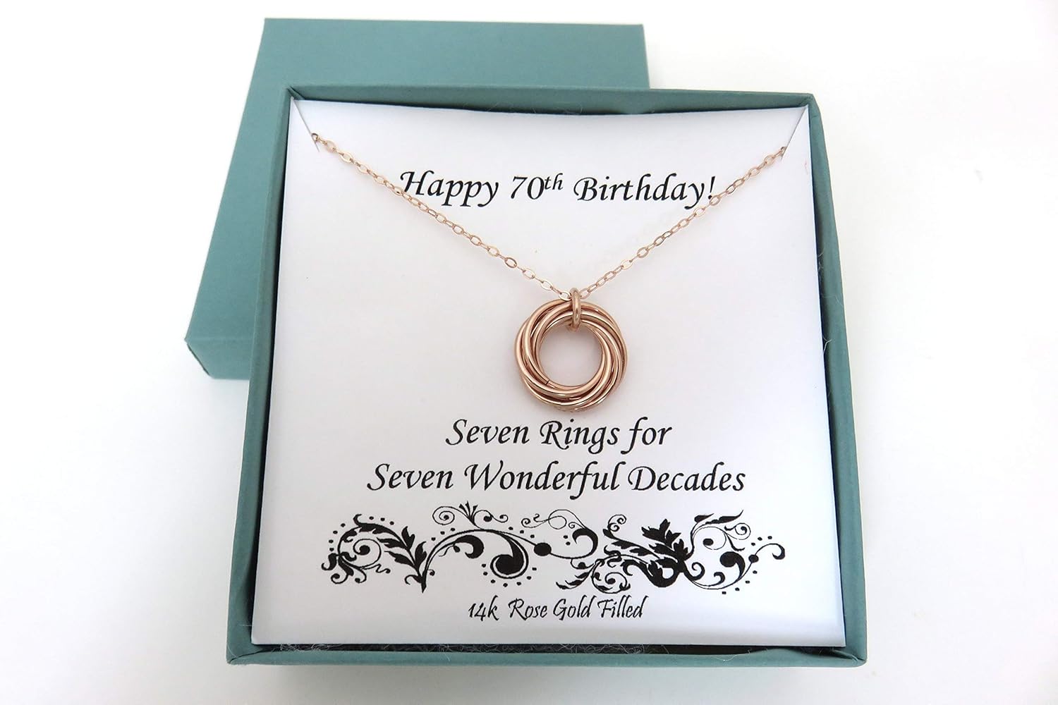 70th Birthday Rose Gold Necklace 70th