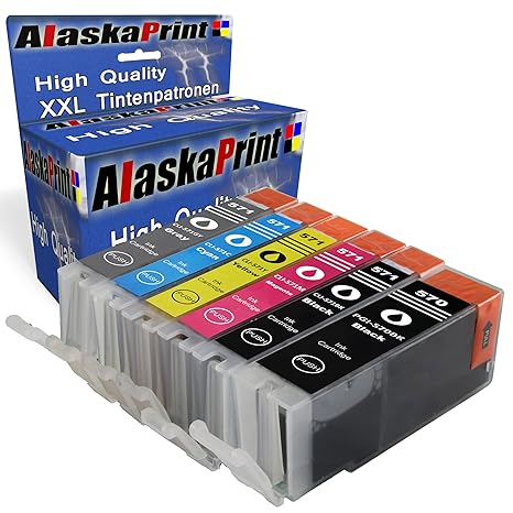 Alaskaprint 6er Set Druckerpatronen kompatibel für Canon PGI-570 XL + CLI-571 XL für Canon PIXMA MG7700 MG7750 MG7751 MG7752 