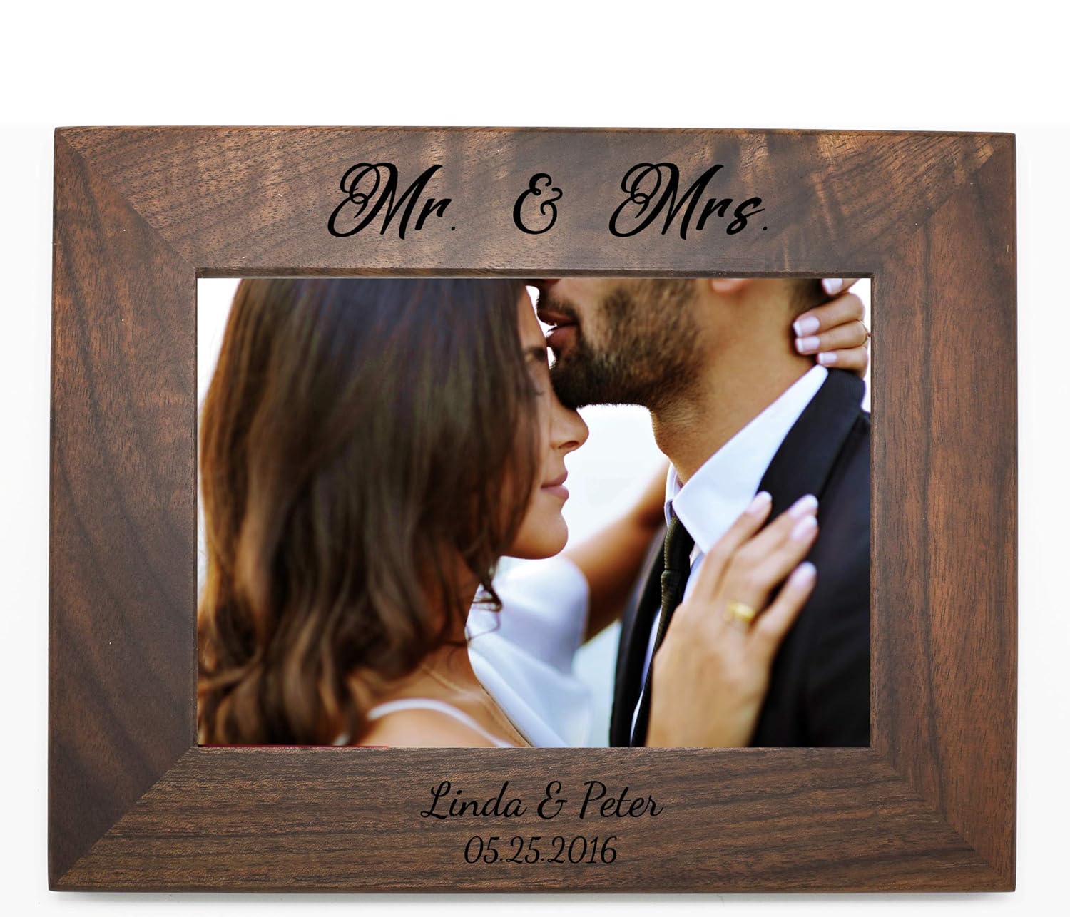 Mr & Mrs wood Personalized Frame, Custom Engraved Wood
