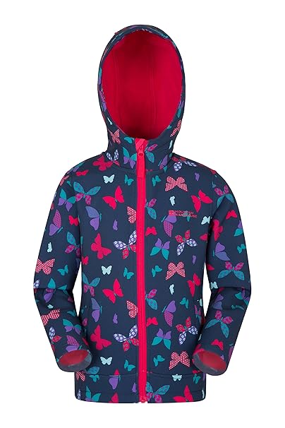 Mountain Warehouse Exodus Gemusterte Softshell-Jacke für Kinder - 2 Taschen, fleecegesäumtes Sweatshirt, wasserabweisend - zu