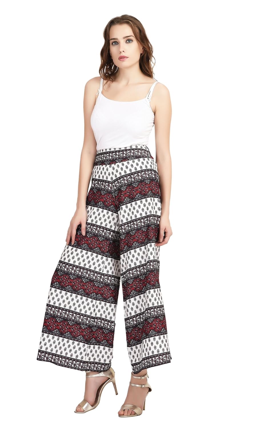 multicoloured printed palazzo