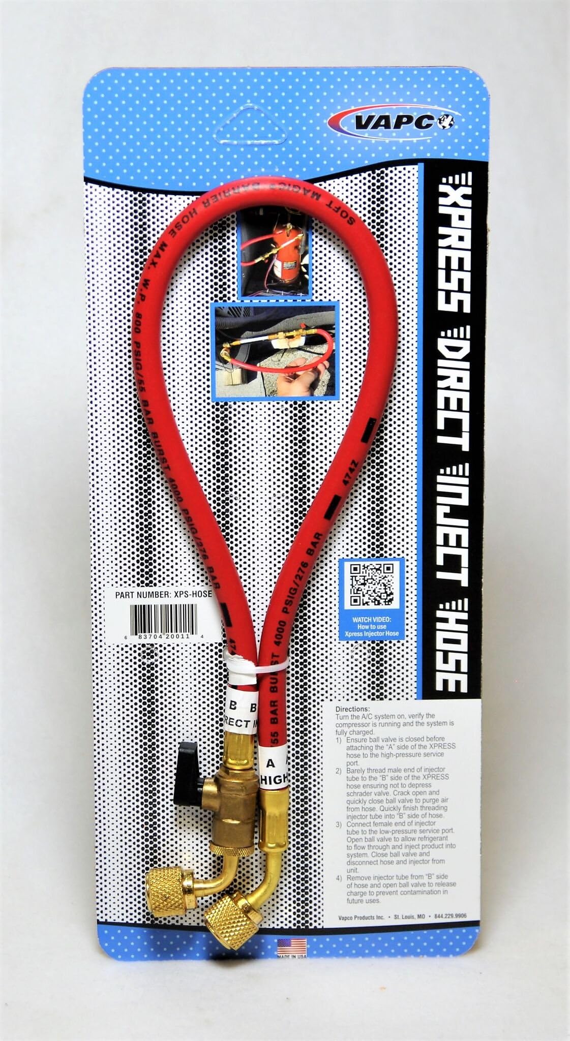 Vapco Xpress Seal Direct Inject Hose - Professional A/C & Refrigeration sealant for systems up to 5 tons. MADE IN USA & over 2 million systems sealed. …