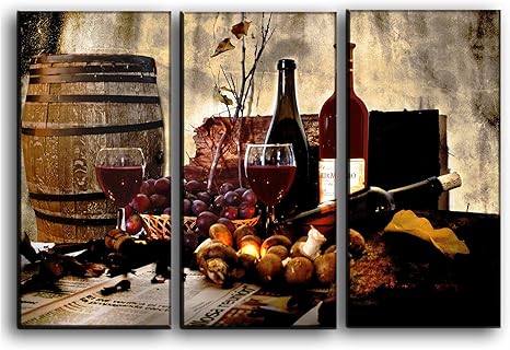 Amazon Com Big 3 Piece Red Wine Barrel Wall Art Decor Picture Painting Poster Print On Canvas Panels Pieces Kitchen Theme Wall Decoration Set Wine Glass Wall Picture For Dining Room