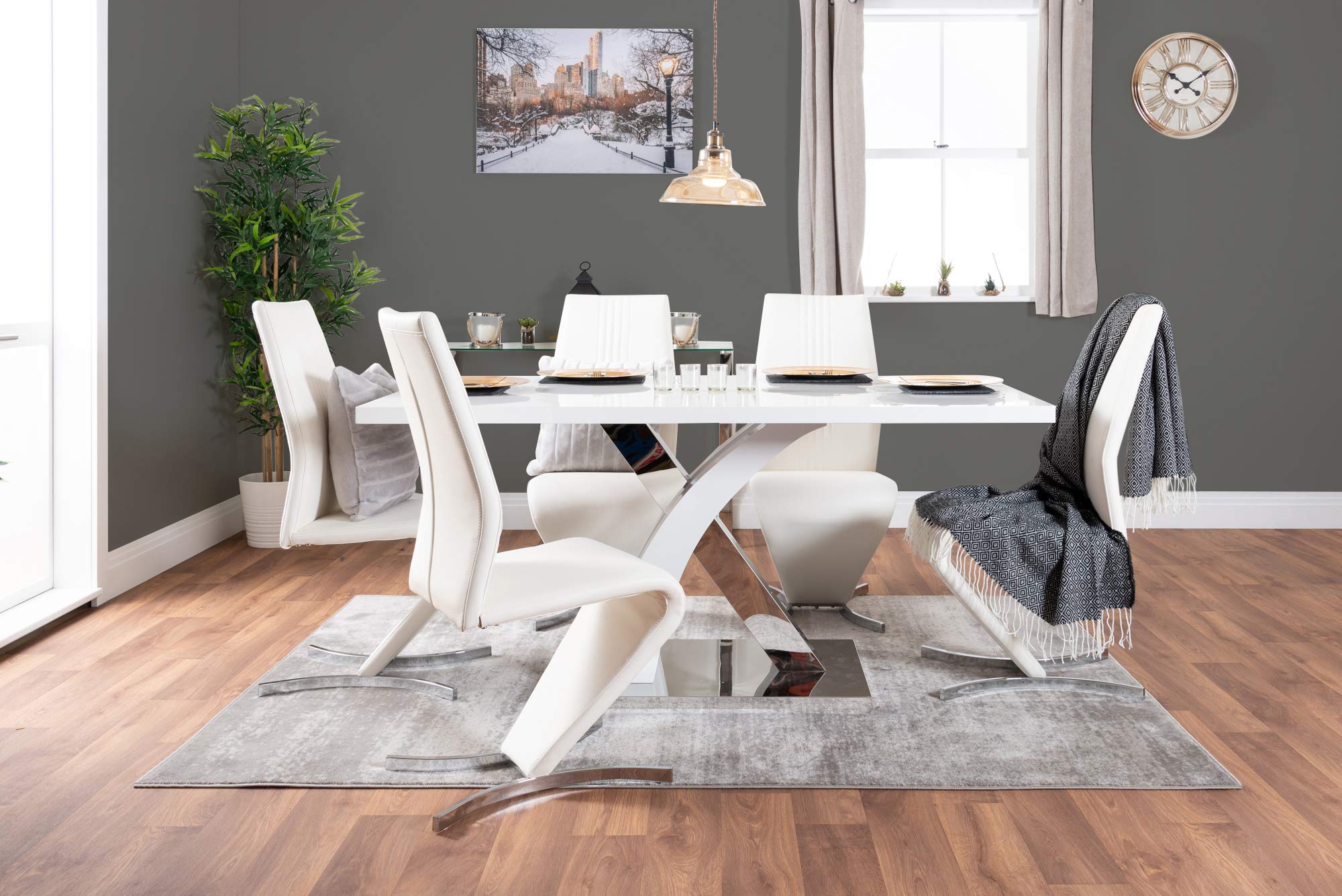 Buy Atlanta Rectangle Chrome Metal Modern Stylish High Gloss White 6