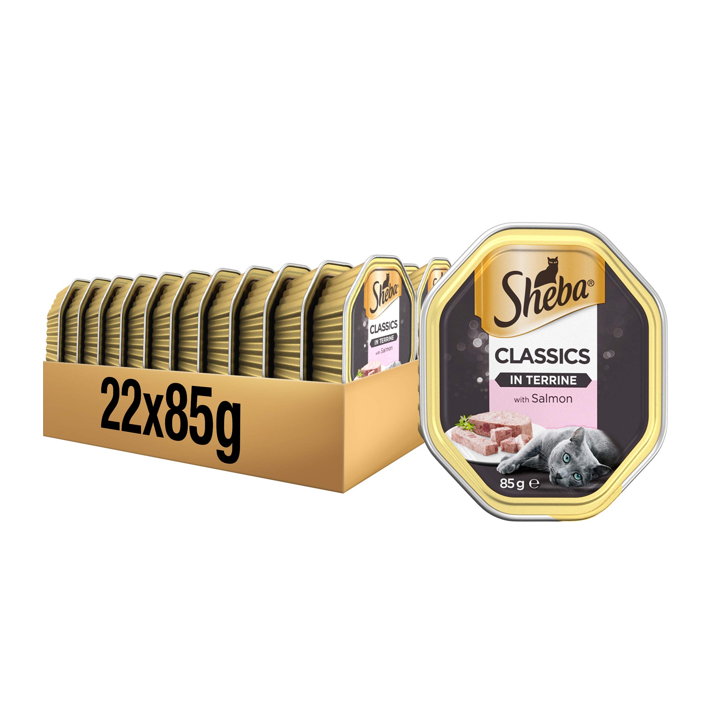 Sheba Classics Cat Food Trays Salmon in Terrine, 85 g (Pack of 22)