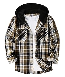 ZITY Men's Flannel Hoodie Shirts Casual Button Down