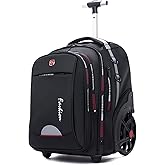 WMHYLYH Waterproof Rolling Backpack for Women and Men, Laptop Backpack with Wheels for Adults, Carry on Backpack with Large Wheels for Travel and Business Commuter (Black, 22inch)