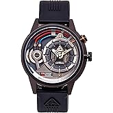 The Electricianz Dark Z - Men’s Watch with Patented LED Lighting System, Swiss Designed, 45 MM Stainless Steel Case, Black Ru