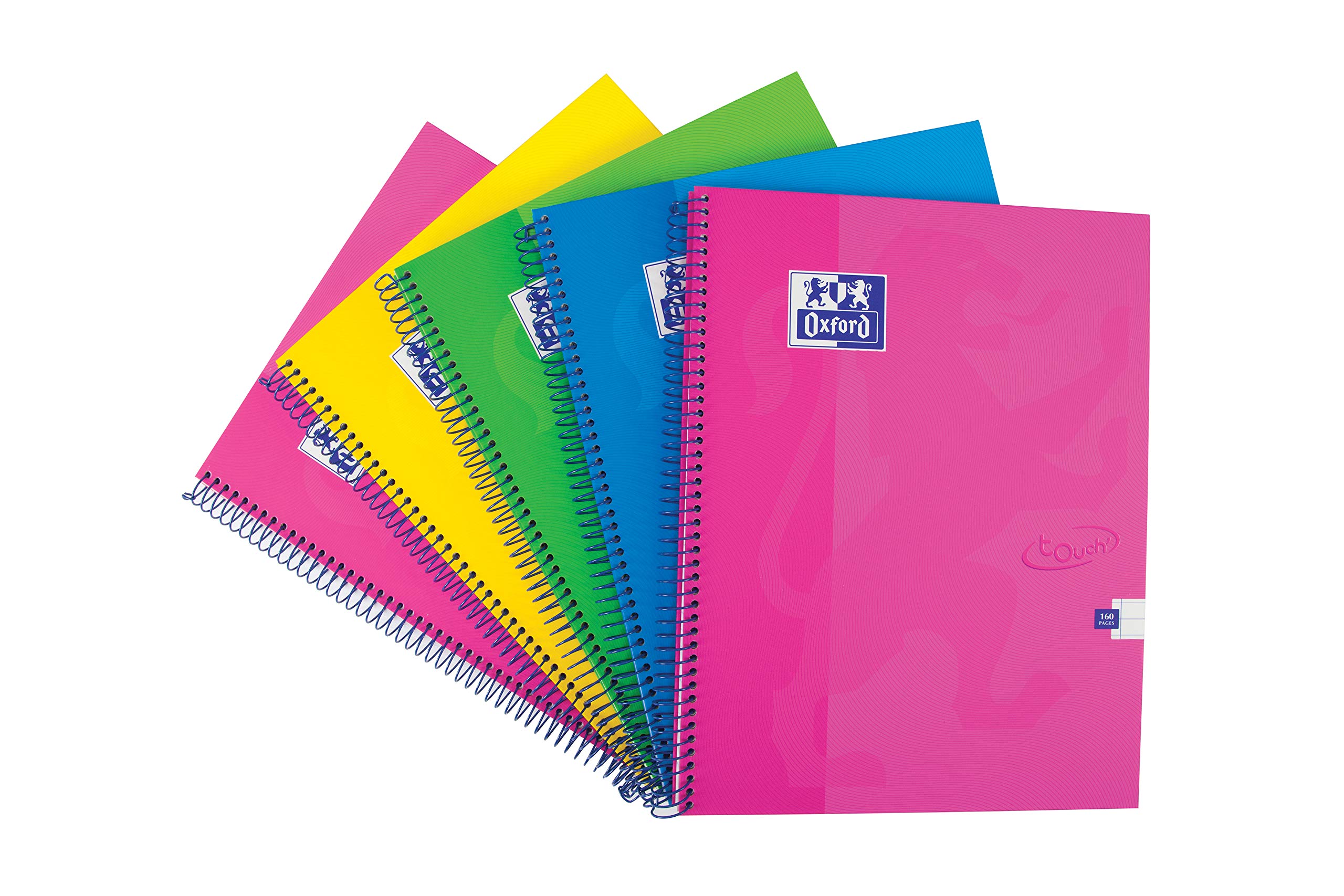 Oxford A4 Notebook | Touch, Wirebound, Assorted colours Pack of 5