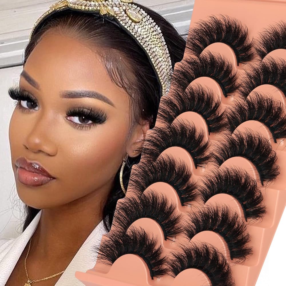 Mink Lashes Full Volume False Eyelashes 18mm Dramatic Faux Mink Eyelashes Natural Look Cat Eye Volume Eye Lashes Multipack by