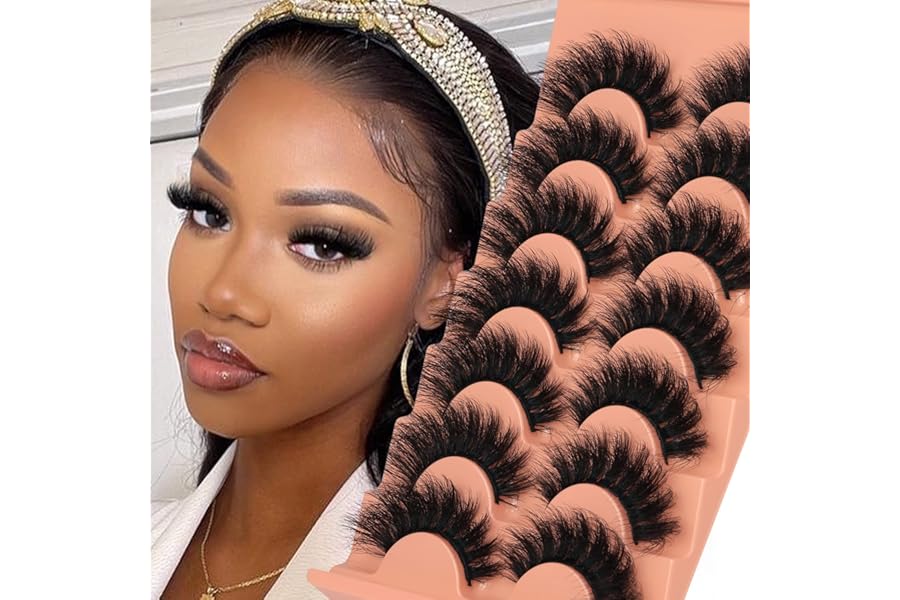Mink Lashes Full Volume False Eyelashes 18mm Dramatic Faux Mink Eyelashes Natural Look Cat Eye Volume Eye Lashes Multipack by Focipeysa