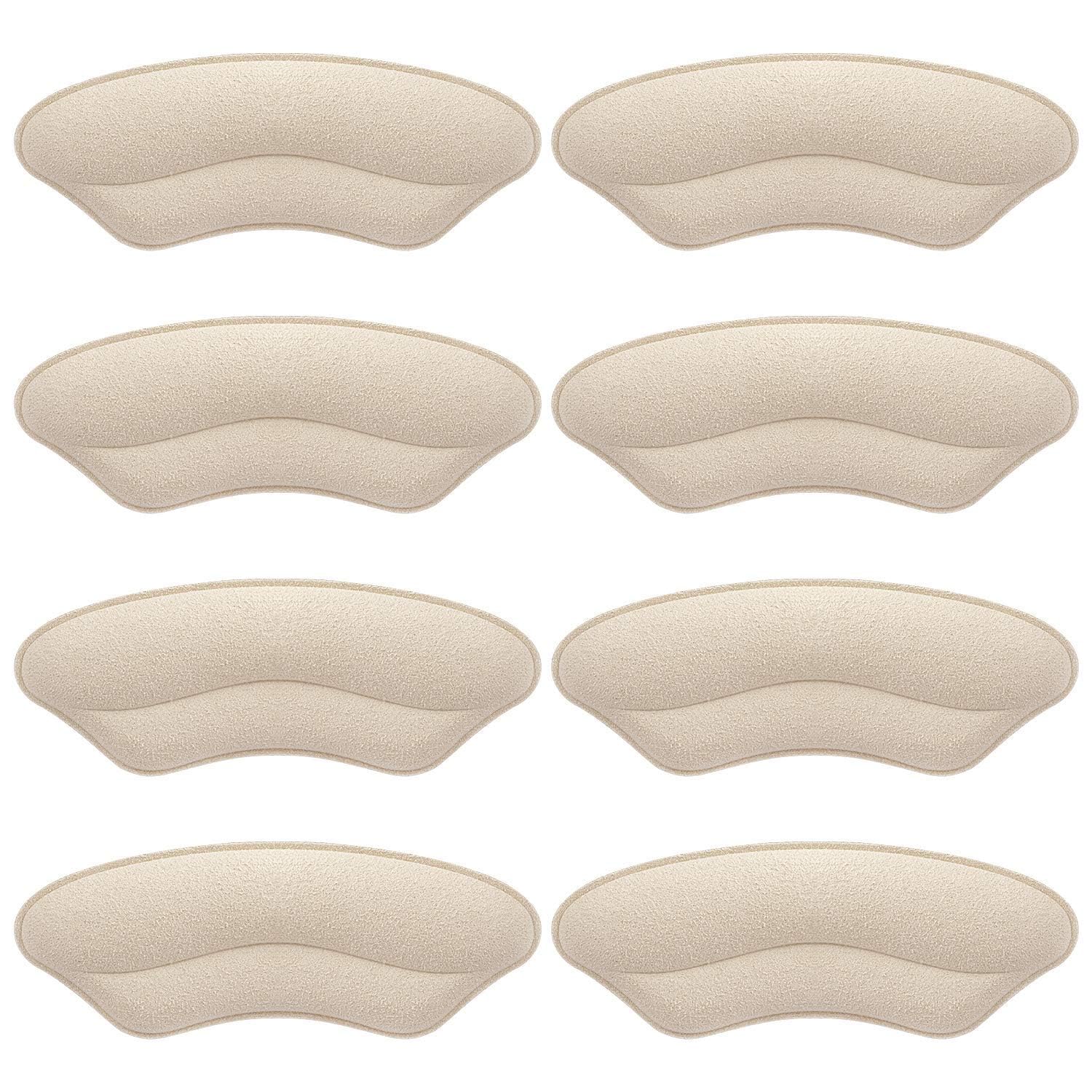 Makryn Premium Heel Pads Inserts Grips, Back of Heel Protectors Cushions Liner Prevent Too Big Shoe From Slipping, Blisters, Filler for Loose Fit for Men Women (Beige)