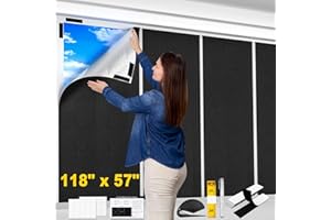 AUYAARS 100% Blackout Window Cover, 118x57 Inch Portable Blackout Blinds, No Drill Privacy Blackout Shades, Cuttable Temporary Black Out Curtains for Bedroom Travel Dorm Home Nursery RV Media Room Darkening