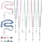 32 Set Pearl Rosary Beads Bulk 8mm Rosaries Catholic for Women Jesus Holy Cross Rosary with Organza Bags First Communion Baptism Church Religious Confirmation Present