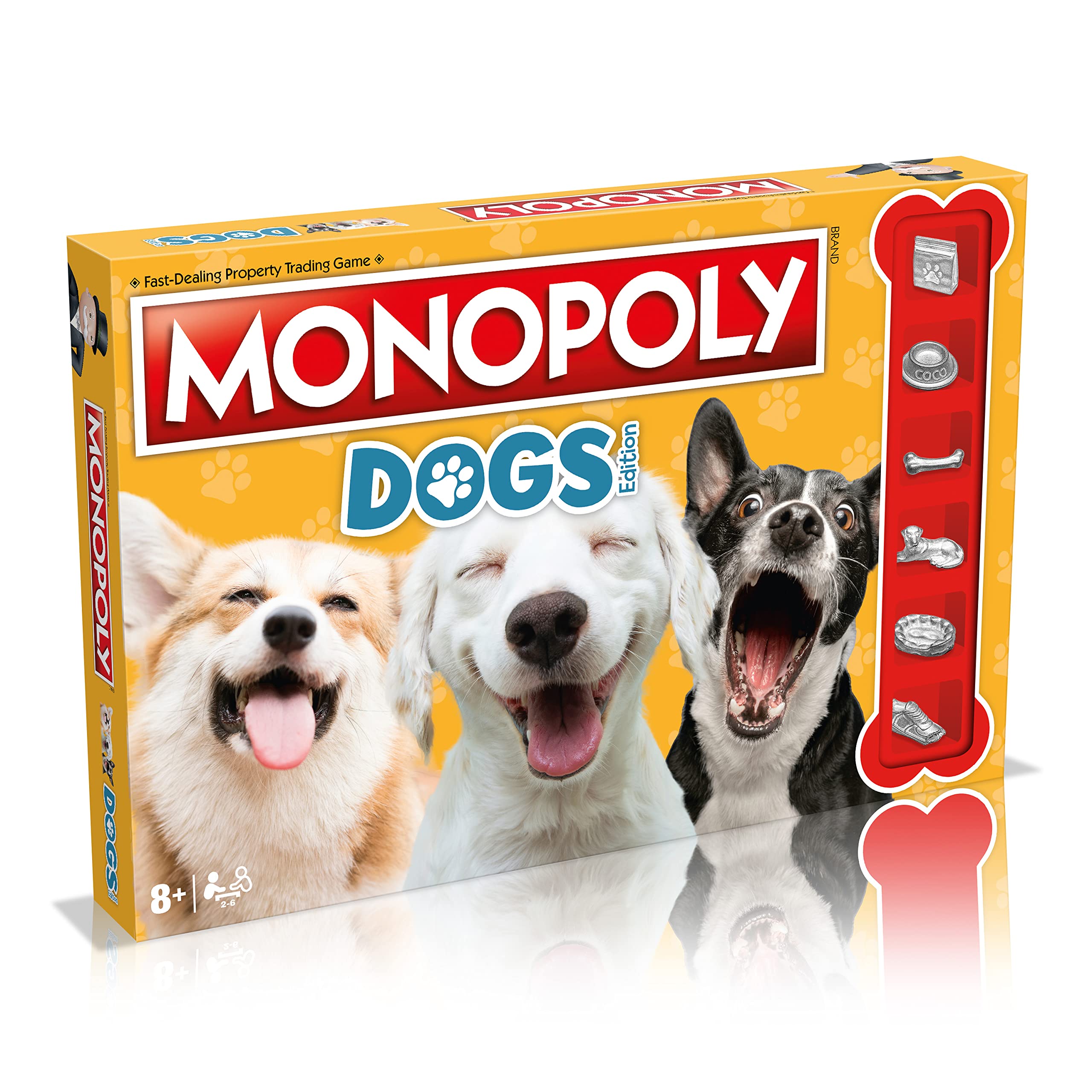 Winning Moves Dogs Monopoly Board Game, Play with your favourite canines from Pomeranian, Siberian Husky and Shiba Inu, 2–6 players makes a great gift for ages 8 plus