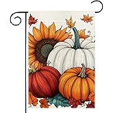 Fall Pumpkin Garden Flag 12x18 Inch Double Sided Thanksgiving Maple Leaves Sunflower Yard Outdoor Flag House Holiday Outside Decoration