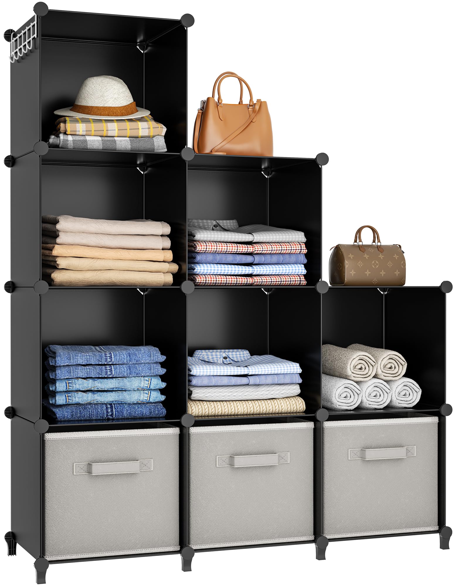 thumbnail image 2 of Portable Fabric Wardrobe Clothes Rack With Shelves - Free Standing Closet Organizer 2 of 4