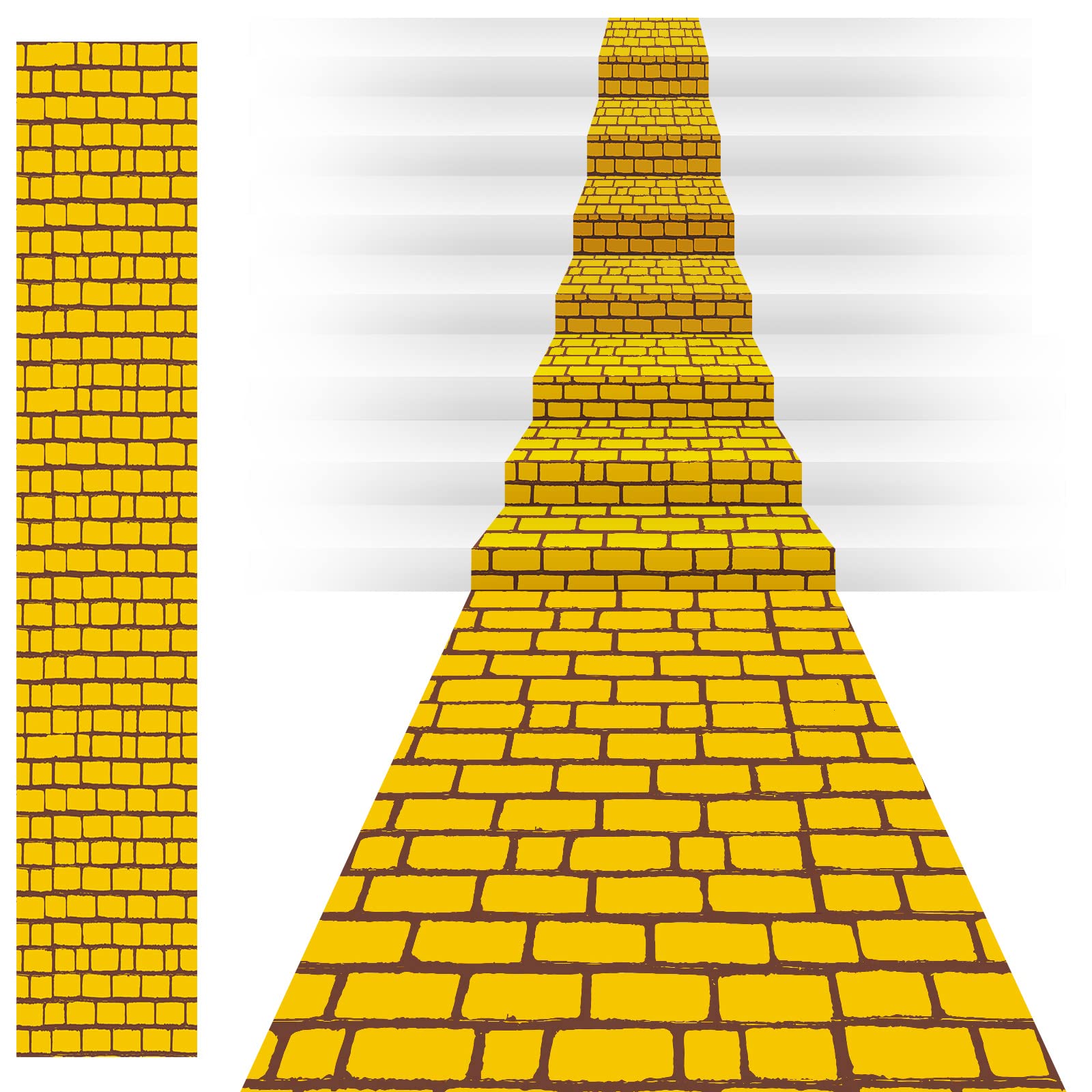 Photo 1 of TaoBary 31.5 in X 65.6 ft Yellow Long Brick Floor Runner Brick Wall Backdrop Carpet for Halloween Wizard Cosplay Party Princess Decorations