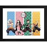 GB eye Demon Slayer Group Framed Poster Measures 12" x 16" Inches Anime Manga Wall Art Prints for Bedroom Office Room Decor Gift