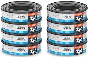 Diaper Genie Essentials Round Refill - Unscented Film Refills - Holds Up to 2,560 Newborn Diapers, For Complete and Expressio