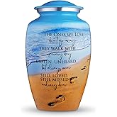 Cogent Memorials - Cremation Urn for Human Ashes for Women & Men - Decorative Funeral Urn for Ashes Printed Memorial Urns for Male & Female - Honor Your Loved One with Burial Urns Ocean Blue, Large