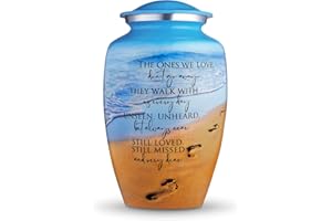 Cogent Memorials - Cremation Urn for Human Ashes for Women & Men - Decorative Funeral Urn for Ashes Printed Memorial Urns for Male & Female - Honor Your Loved One with Burial Urns Ocean Blue, Large
