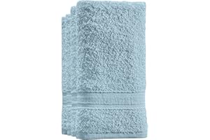 ALL DESIGN TOWELS Cotton Fingertip Towels Set - 4 Pack Light Blue Highly Absorbent, Soft Feel Fingertip Towels 11"x17"