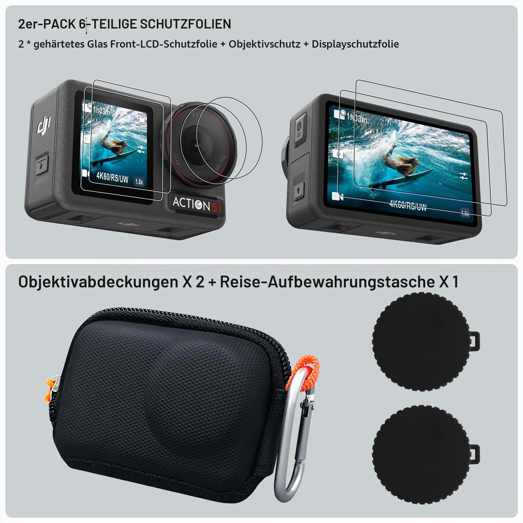 CYNOVA Osmo Action 5 Pro Case Kit für DJI Osmo Action 5 Zubehör 4