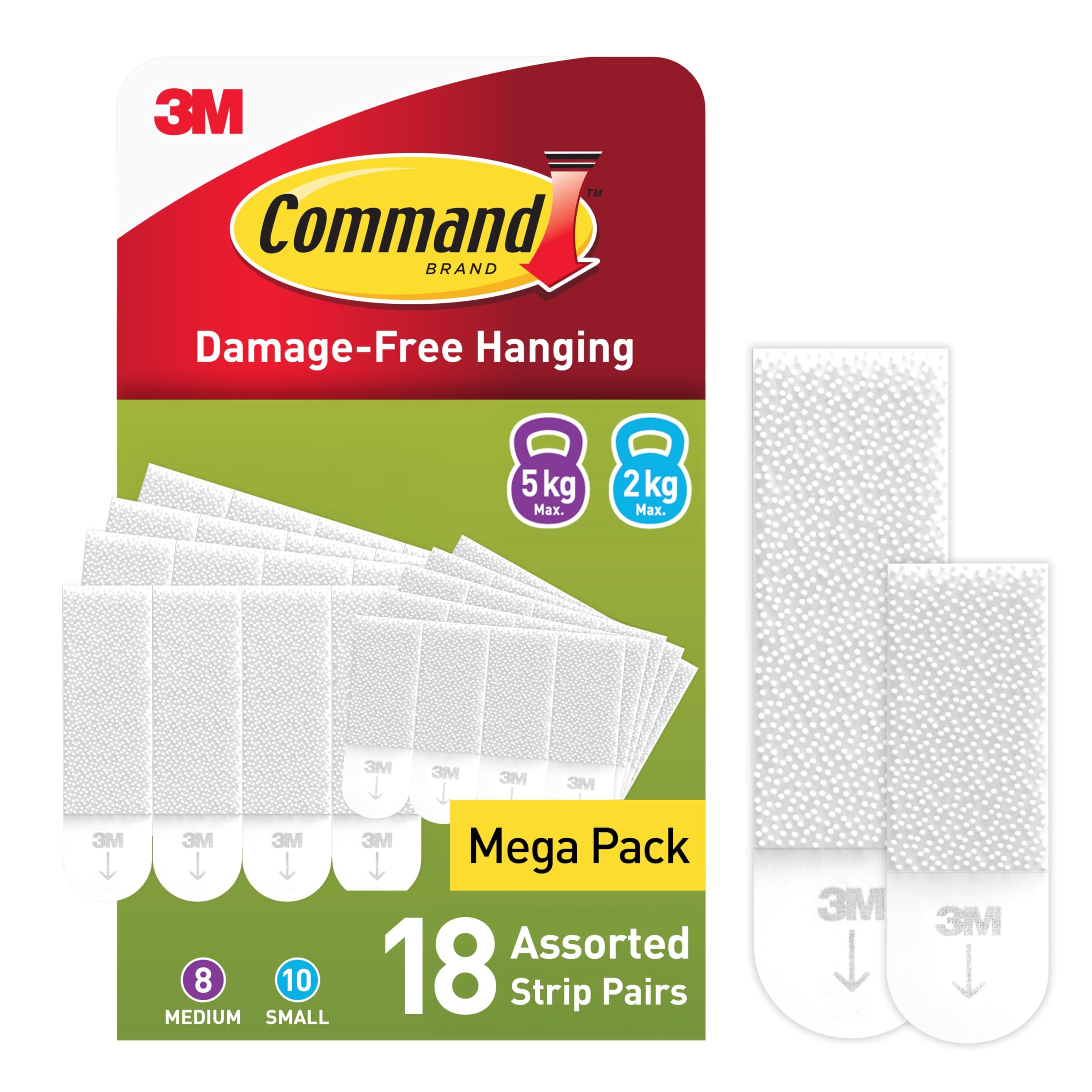 Command Picture Hanging Strips, Value Pack - 10 Pairs of Small (20 Strips), 8 Pairs of Medium (16 Strips) Adhesive Strips - for Pictures & Frames in Different Sizes - Damage Free Hanging