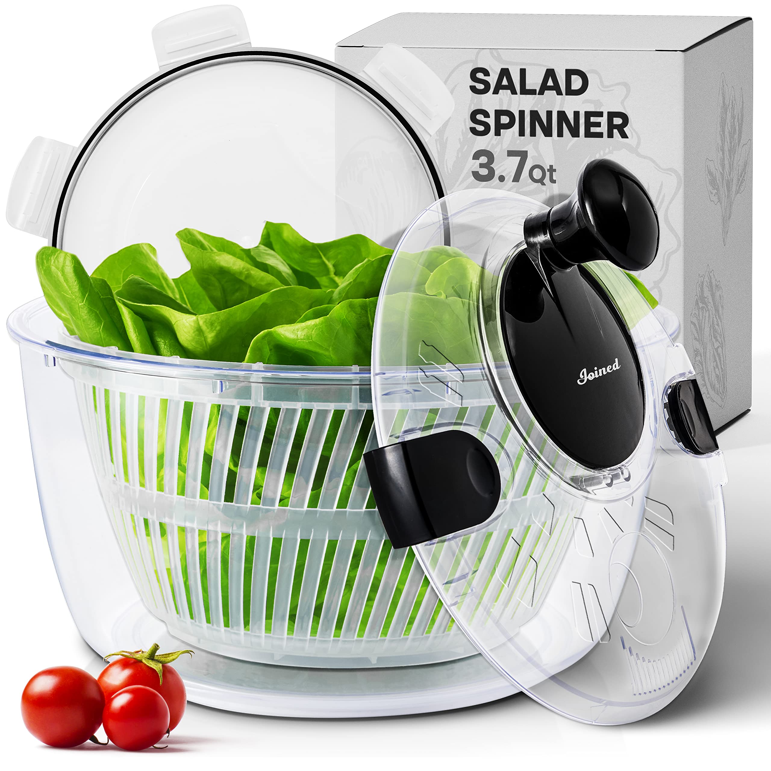 Photo 1 of Joined Salad Spinner with Storage Lid, Drain, Bowl, and Colander - Quick and Easy Multi-Use Lettuce Spinner, Vegetable Dryer, Fruit Washer, Pasta and Fries Spinner - 3.7 Qt