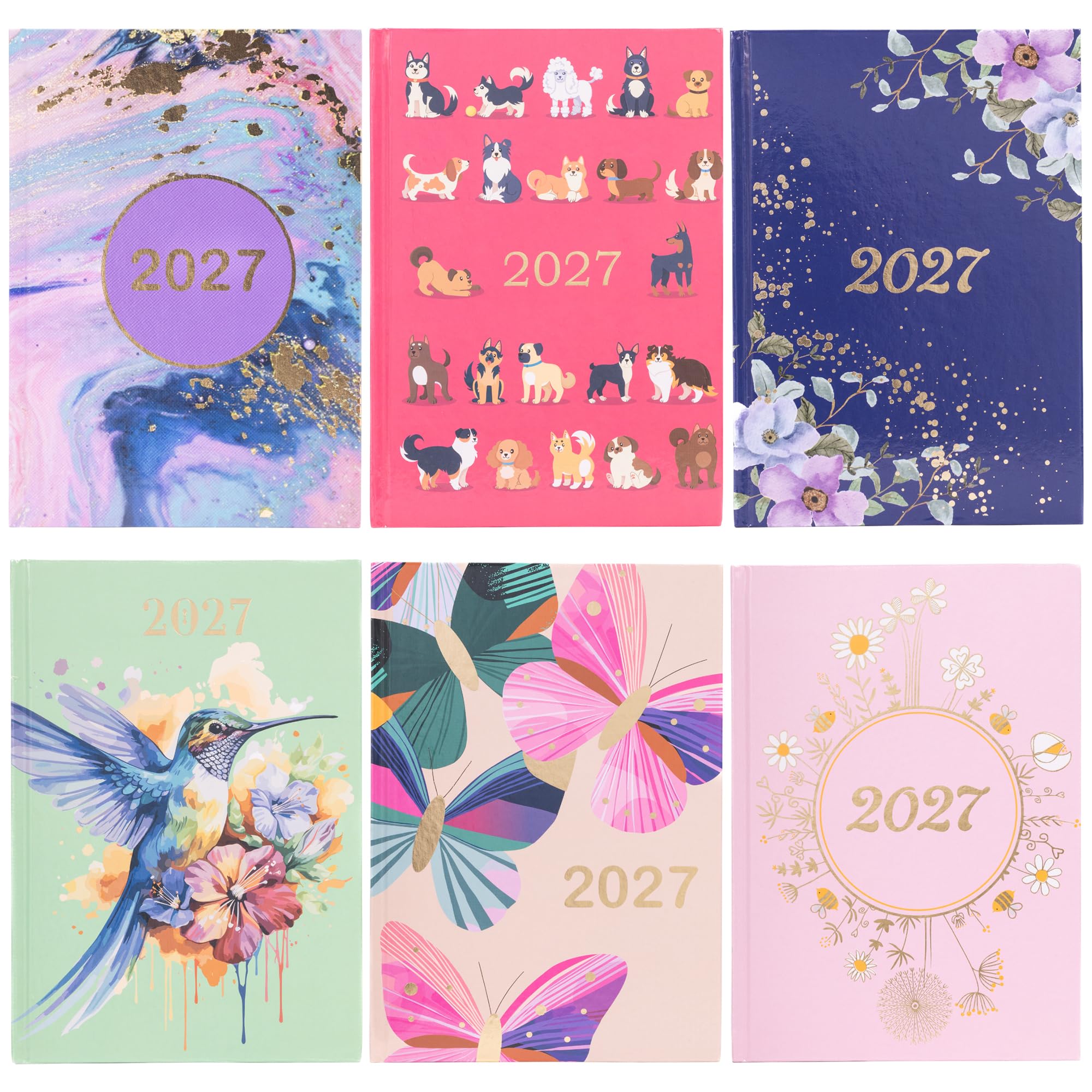 2027 Diary A5 Week to View - Charming and Stylish Design Hardback Planner with Ribbon Bookmark - Runs January 2027 to December 2027, Ideal for Home Office School (Bee Kind)