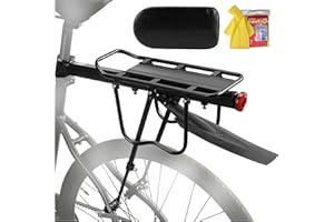 Himiway Rear Bike Rack with Rear Seat Cushion, Bicycle Cargo Rack with Fender Detachable Reflectors, Adjustable Bicycle Carrier Aluminum Alloy Bike Luggage Rack