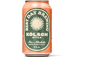 Best Day Brewing Kölsch Non-Alcoholic Craft Beer - 12 Pack - Premium Ingredients for Full Flavor - Low Carb & Low Calorie (12 fl oz cans)
