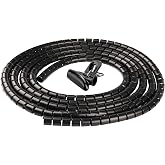 Chengsi Cable Sleeve Organizer 10FT Coiled Tube Sleeve Cable Management Sleeve for Home Office PC TV Black