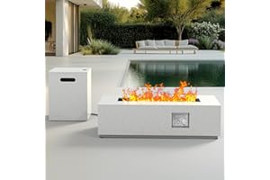 Ciays 43Inch Propane Fire Pit, 50000 BTU Outdoor Gas Fire Pit Table with CSA Certification, Glass Rocks, Rectangular Heater for Patio, Backyard, Deck, Balcony, with Waterproof Cover & Adjustable Legs