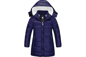Pursky Girl's Lightweight Winter Coat Sherpa Lined Long Puffer Jacket Waterproof Warm Quilted Parka with Hood