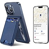 for Magsafe Wallet, Works with Apple Find My, Strongest Magnetic Wallet for iPhone 17/16/15/14/13/12 Series, Adjustable Stand, WalletTracker, 6 Cards Holder, Vegan Leather, Blue