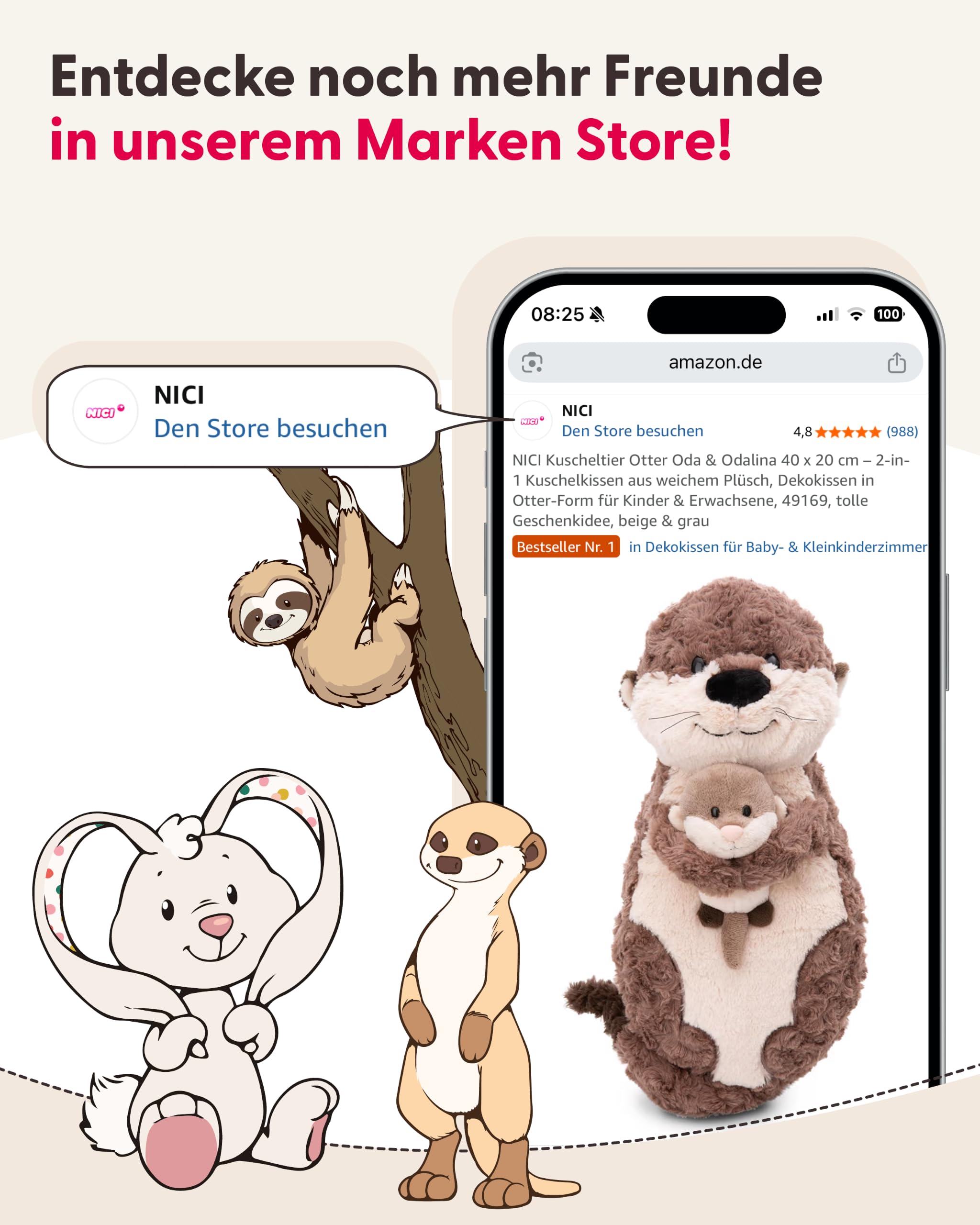 NICI Kuscheltier Rehbock René Roebuck 25cm - braun - Weiches Plüschtier – niedliches Stofftier zum Kuscheln & Spielen – tolle Geschenkidee für Kinder & Erwachsene - 62269 7