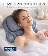 ADOV Luxury Bath Pillow with 6 Suction Cups Non-Slip 4D Air Mesh Headrest view 2