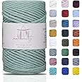 Makromecity, Single Strand Macrame Cord 3 mm x 100 Yards (300 feet) 3mm Single Strand Crepe Green Cotton Cord for Macrame Art & Crafts for Wall Hangings Recycled Cotton Cord Yarn(Crepe Green, 1 Skein)