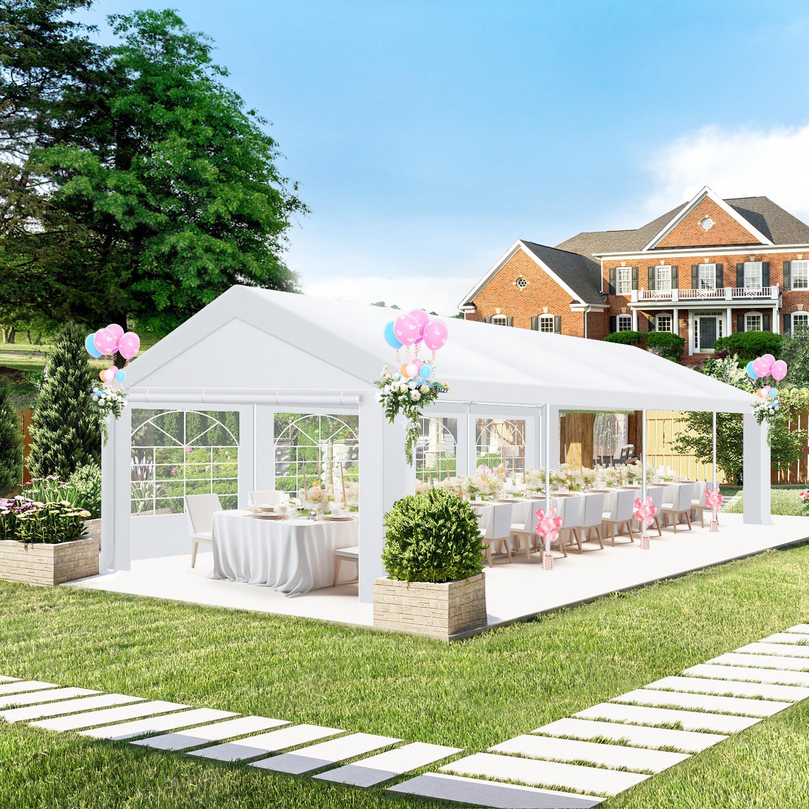 Photo 1 of ************INCOMPLETE ITEM, THIS IS ONLY 1 BOX IN A MULTI BOX SET*************
COBIZI 10 x 30 Party Tent Heavy Duty, Tents for Parties with Removable Sidewalls & 4 Built-in Sandbags, Wedding Tent UV 50+, Waterproof, White