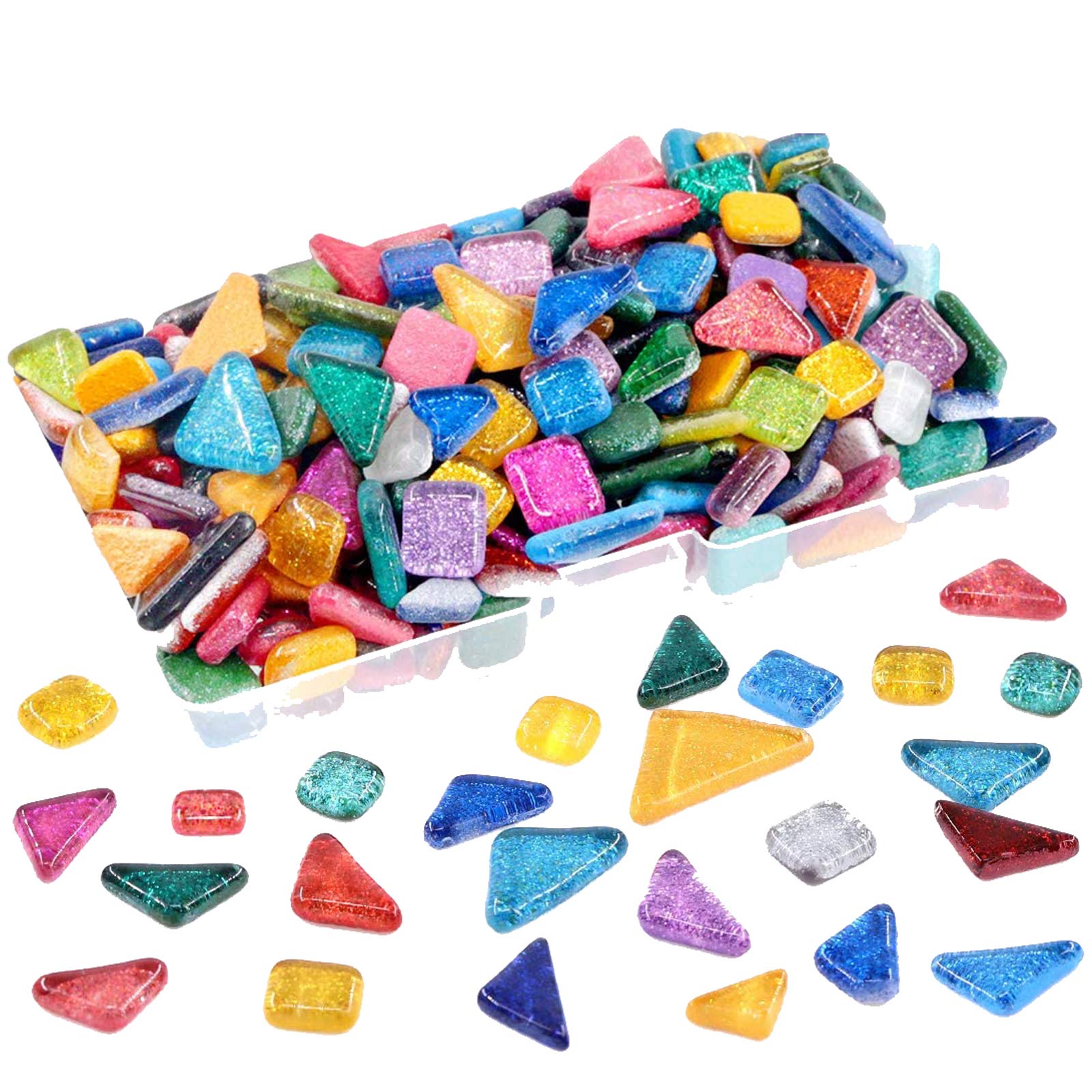 1 Lb Mixed Color Mosaic Tiles Shine Crystal Mosaic Tiles Assortment Kit, Glass Pieces for Home Decoration Crafts, DIY Craft, Plates, Picture Frames, Flowerpots, Handmade Jewelry