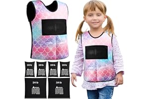 Janmercy Weighted Vest for Kids Boys Adjustable Breathable Girls Compression Vest for Processing Issue (Mermaid,Medium)