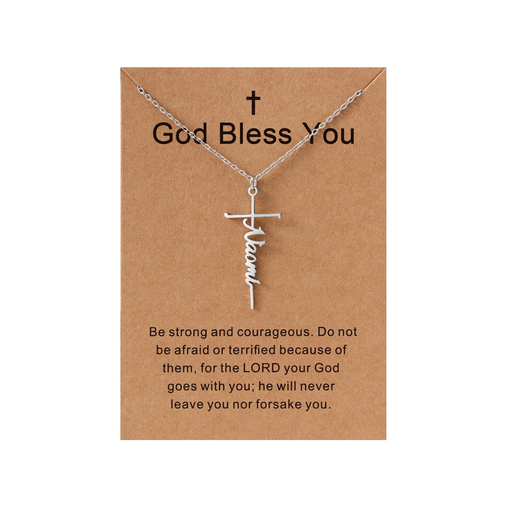 Lcherry Naomi Name Cross Necklace Personalized