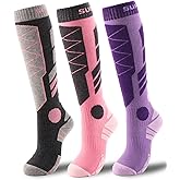 Supertrip 3 Pairs Merino Wool Ski Socks for Womens Mens, Thermal Winter Warm Knee High Socks for Skiing Snowboarding
