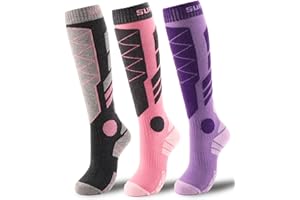 Supertrip 3 Pairs Merino Wool Ski Socks for Womens Mens, Thermal Winter Warm Knee High Socks for Skiing Snowboarding