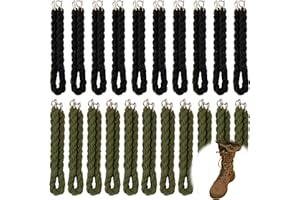 HOESLAW 20 Pcs Outdoor Boot Straps Pack, Elastic Boot Band Blousers with Reinforced Metal Hook, Neat Durable Fit for Field Service Personnel Securing Pants Boots During Outdoor Activities Black