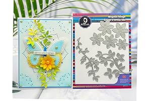 Alinacutle 5pc Flowers 2pc Leaves Metal Die Cut Dies for Handmade Card Making Scrapbooking Album Paper Craft Template